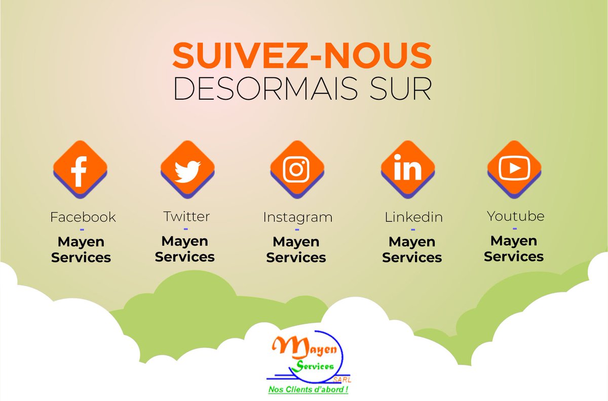 N’hésitez pas à suivre MAYEN SERVICES SARL sur ses différents réseaux sociaux. 

Infoline : 23 51 39 93 / 23 50 89 23/ 02 02 57 27
#Mayenservices #Nettoyage #Entretien #EspaceVert #Jardinage #Collecte #ordures #Bâtiment #Construction #Plomberie #Menuiserie #Maçonnerie #Peinture