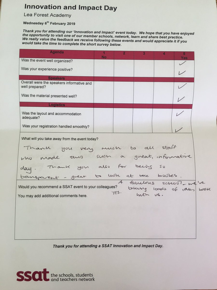 100% positive feedback from our @ssat Innovation & Inpact day @lea_forest_aet yesterday. Really demonstrates the impact of being an active member of a national network of schools @AETAcademies @L_Costello65 @SWilliamson_CEO