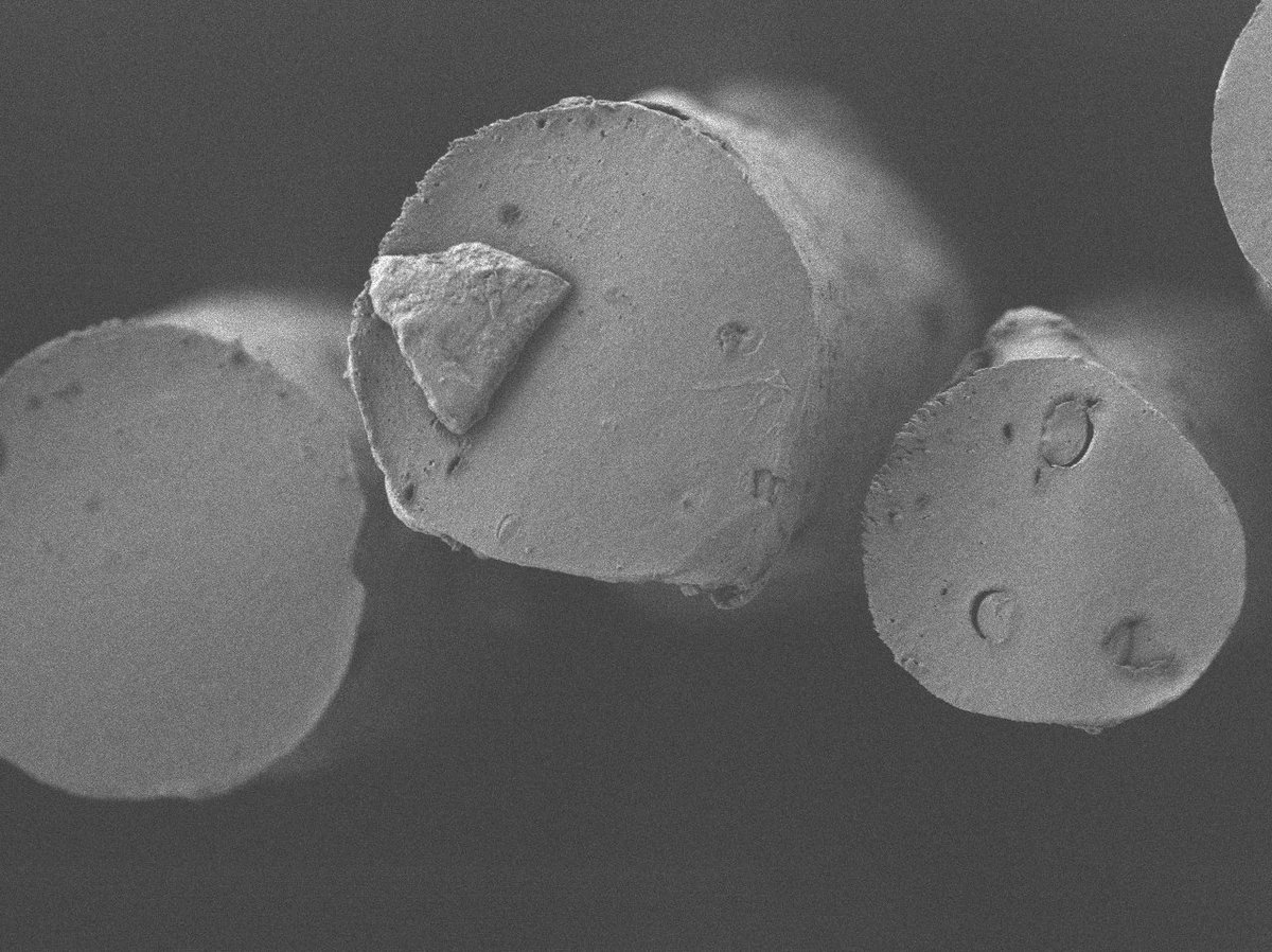 Centexbel's tweet image. 2 beautiful February SEM pictures of a perfectly blended lignin-polymer fibre - @EU_H2020 project LIBRE
