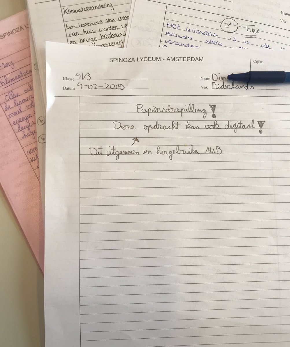 Veel van mijn leerlingen doen nu mee aan de #klimaatstaking. Ter voorbereiding liet ik hen een betoog (voor of tegen) schrijven.

En de resultaten zijn hoopvol. Volgens mij weten ze heel goed waar het om gaat:

(Ik neig naar een 10.)