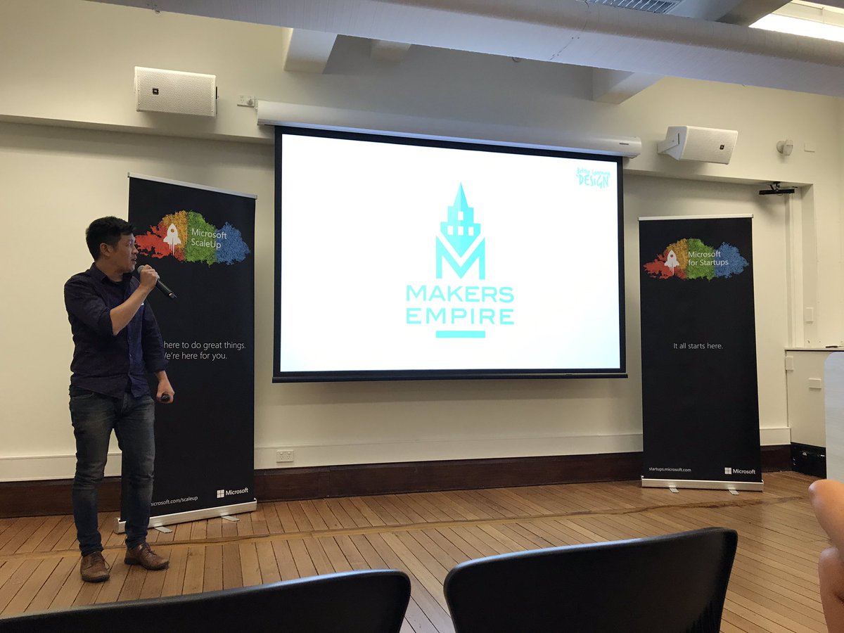 NoelleSuze's tweet photo. Can’t go past an Adelaide, South Australia shout out to @teamgage and @MakersEmpire @ben7smit presenting @msft4startupsau #ScaleUpShowcase both @ICCUniSA alumni cc @sa_chiefentrep https://t.co/kHgLcH8F4J