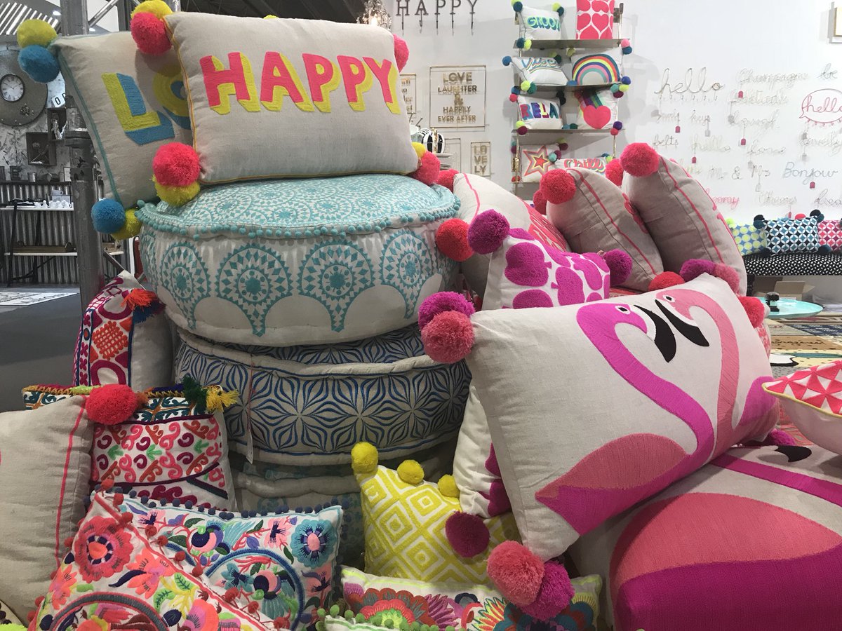SpringAutFair's tweet image. Don’t worry, be happy! The cushions from #BombayDuck are dreamy 😍 📍 Hall 6H