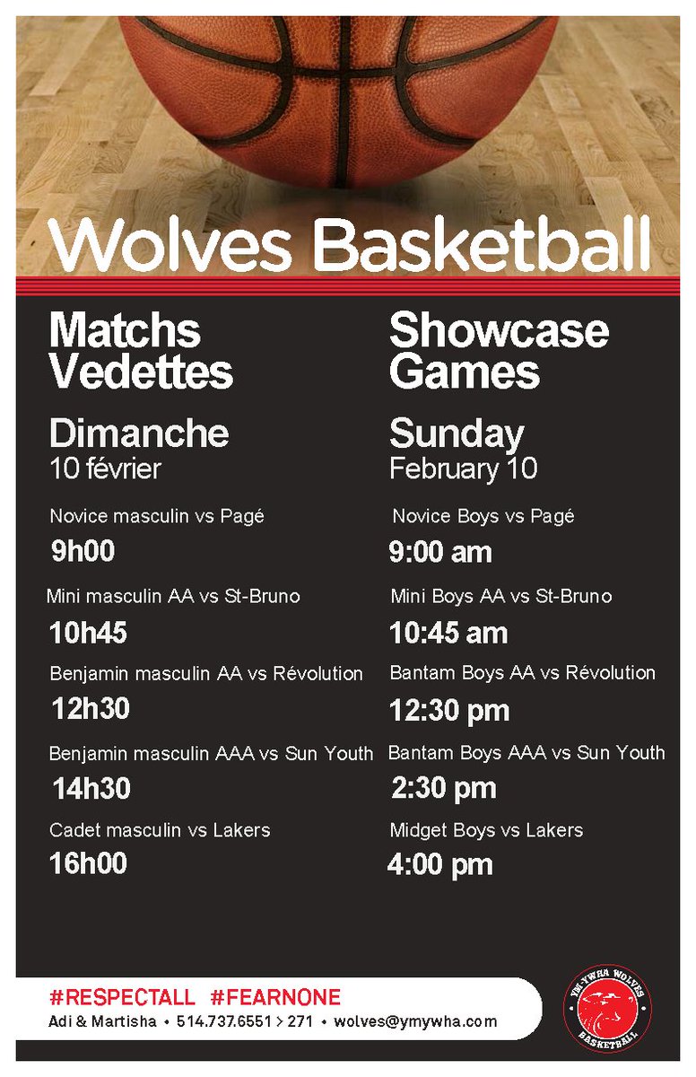 YMYWHA_WOLVES's tweet photo. Come cheer on our #Wolves at our annual Showcase Day at the Sylvan Adams Ym-Ywha Feb10. Invite your friends watch #basketball and participate in the activities. Draw for tickets to a @LesCanadiennes vs Philadelphia Flyers Proceeds go towards our program.  #fitteens #Montreal https://t.co/qjgSGLPB5R