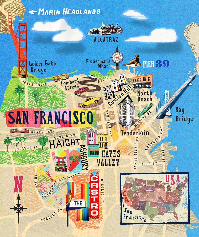 in termeni de întâlni Fii confuz san francisco tourist map fasole