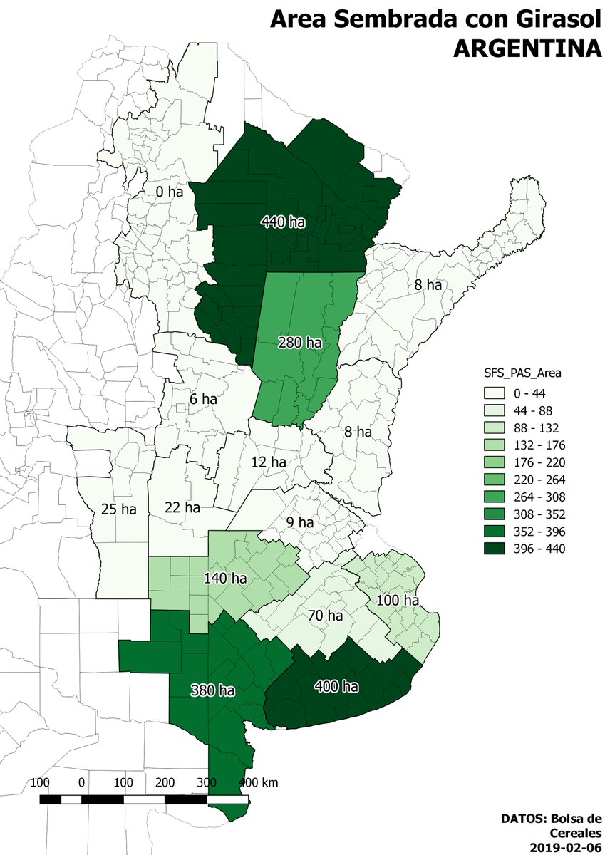 Area girasolera 🌻 en #Argentina 🇦🇷hay dos grandes polos girasoleros "Norte" y "Sur". En el norte, la cosecha ya se dió y fue mala. Fuertes perdidas ⛈️y problemas de calidad, ahora queda el sur en etapas críticas. Estiman @estimacionesbc  3.9 mtns @AgroindustriaAR 3.5 mtns 🌻🌻🌻