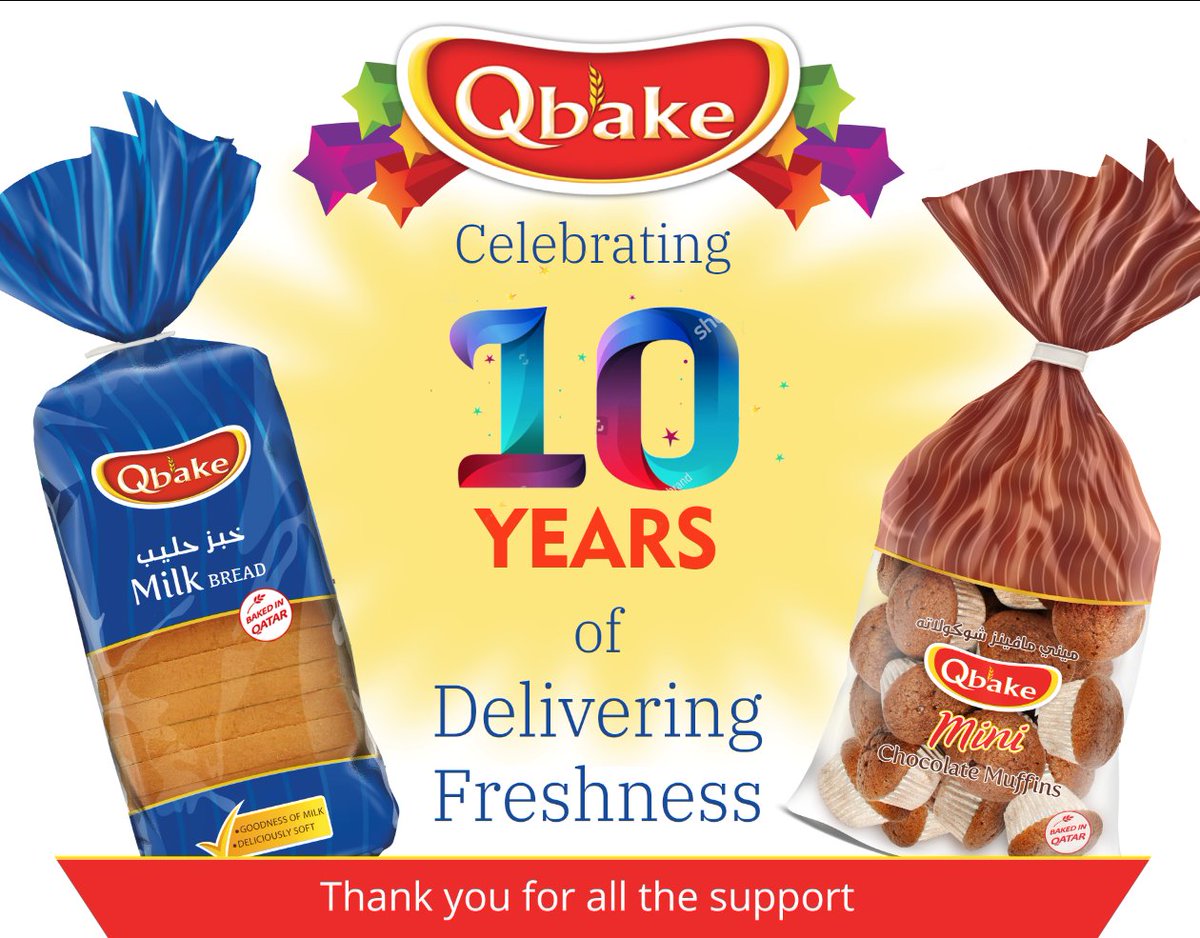 QbakeArabia's tweet photo. On the occasion of our 10 year anniversary, we would like to thank you for supporting us all these years
#Qatar #MadeinQatar #Qbake #BakedFresh
بمناسبة الاحتفال بالذكرى السنوية العاشرة نود أن نشكركم على دعمكم الدائم لنا طيلة هذه السنوات.
#قطر #صنع_في_قطر #Qbake #مخبوزات_طازجة https://t.co/TELl2s6Bwx