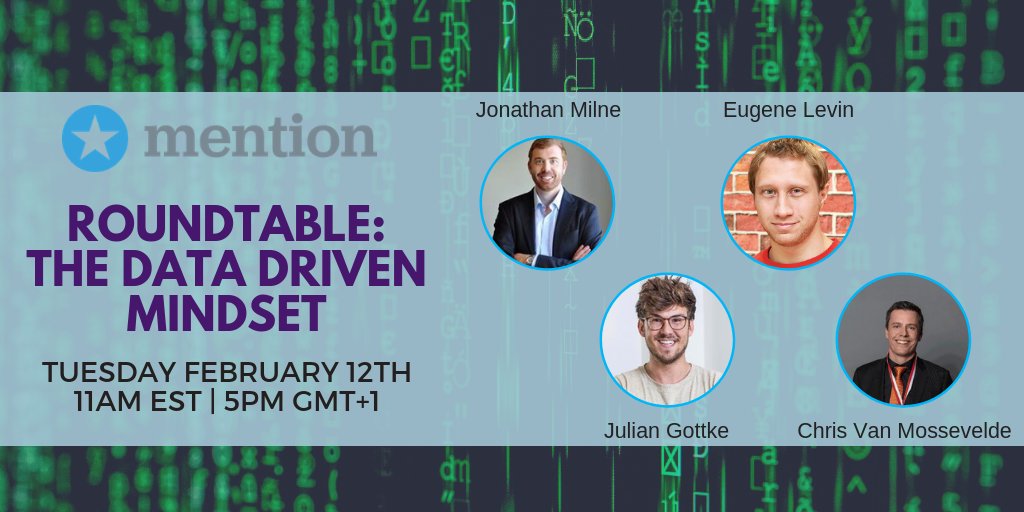 Pitchbox App (@pitchboxapp) on Twitter photo 📽️If you want to learn more about the data-driven mindset first-hand, there is a chance to do it on February 12!
📽️Register for the webinar with <a href="/jonathanmilne/">Jonathan Milne</a>, @julian_gottke, <a href="/ChrisVanMoss/">Chris Van Mossevelde</a>, Eugene Levin and join @mention at 11AM EST / 4PM GMT 👉 info.mention.com/data-driven-ma… 📽️If you want to learn more about the data-driven mindset first-hand, there is a chance to do it on February 12!
📽️Register for the webinar with <a href="/jonathanmilne/">Jonathan Milne</a>, @julian_gottke, <a href="/ChrisVanMoss/">Chris Van Mossevelde</a>, Eugene Levin and join @mention at 11AM EST / 4PM GMT 👉 info.mention.com/data-driven-ma…