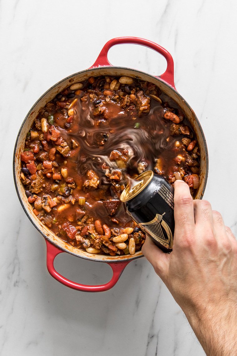 Serving chili for the cold days? Add a bottle of beer for flavor and a little extra liquid. TIP: Darker beers have more flavor and add more punch.