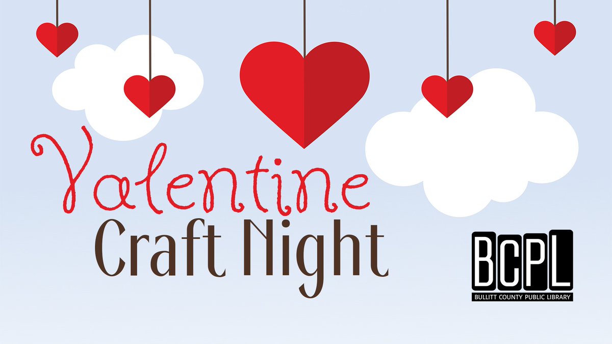 Feeling a little crafty today? 
Join us tonight from 6:00–7:00 PM at our Hillview or Mt. Washington branch for some creative Valentine's fun. For children of all ages; just drop in!