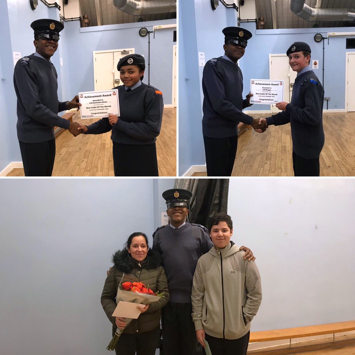 We proudly award cadet of the month for November to Cdt Davidson-Shaw and December to Cdt Briggs. Meanwhile we sadly say goodbye to Cdt Paiva and Ms Paiva who have both greatly helped the sqn. #MitchAmMadneas #congratulations