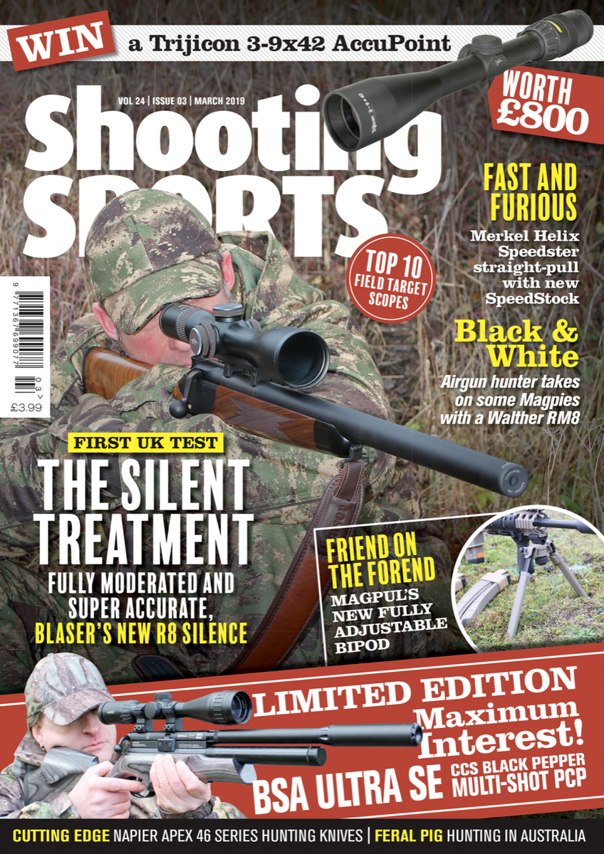 The March issue of Shooting Sports is now on sale!!! It will also be on sale at the British Shooting show <a href="/BritishShooting/">The British Shooting Show</a> <a href="/BeechwoodSport/">Beechwood Sport</a> <a href="/Trijicon/">Trijicon, Inc.</a> #blaser <a href="/VikingArmsLtd/">Viking Arms</a> <a href="/SchmidtBenderHu/">Schmidt-Bender</a> <a href="/TippmannArms/">Tippmann </a> <a href="/LeicaHunting/">Leica Hunting</a> <a href="/hawkeoptics/">Hawke Optics</a> <a href="/ThomasJacksLtd/">Thomas Jacks Limited</a> <a href="/RaytradeUK/">Raytrade UK</a> <a href="/BSAGuns/">BSA Guns</a> @Magpul_HQ