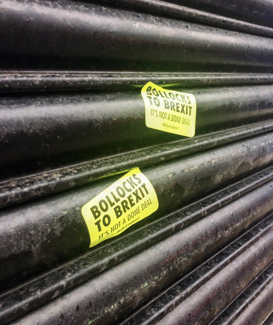 CGreenUK's tweet image. With Donald Tusk condemning Leave voters to hell and Guy Verhofstadt saying that we’d divide Lucifer from his minions, we can see how the European Union leadership are toxifying the debate over Britain’s democratic future. This is the vandalism I found at my office this morning.