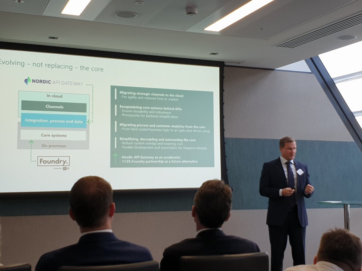 Head of IT addressing "core" issues (barabing) with investors and analysts. 
Exciting changes in banking as a topic like this never would have made it to the top of the list just a few years ago. 
@11FSTeam <a href="/davidbrear/">David M. Brear</a> <a href="/LedaGlyptis/">Dr Leda Glyptis</a> <a href="/TrygveAasheim/">Trygve Aasheim</a> <a href="/MartinVollan/">Martin Vollan</a>