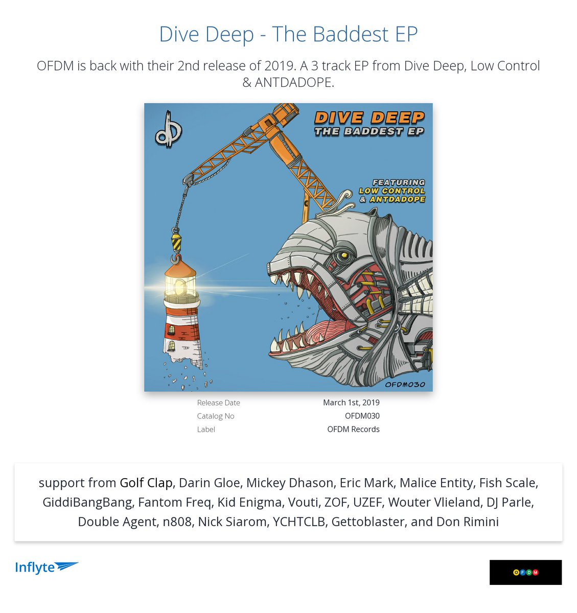 OFDMRecords's tweet image. Big ups to @GolfClapDet for the review "tight" on the new Dive Deep EP out 3.1 #DiveDeepMusic #LowControl @Antdadope #OFDMRecords #HouseMusic #BootyTech Inflye Promo ---&amp;gt; inflyteapp.com/r/i7e8pm