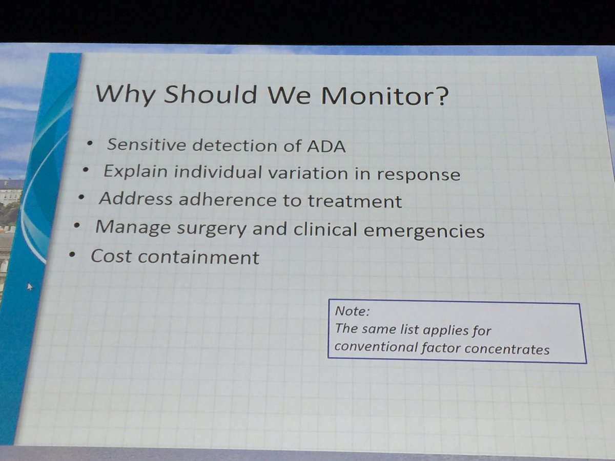 ProfMakris's tweet photo. Tiede would like the ability to monitor the non replacement therapies in #haemophilia. #eahad2019 #hemophilia https://t.co/YTG6HHgXkv