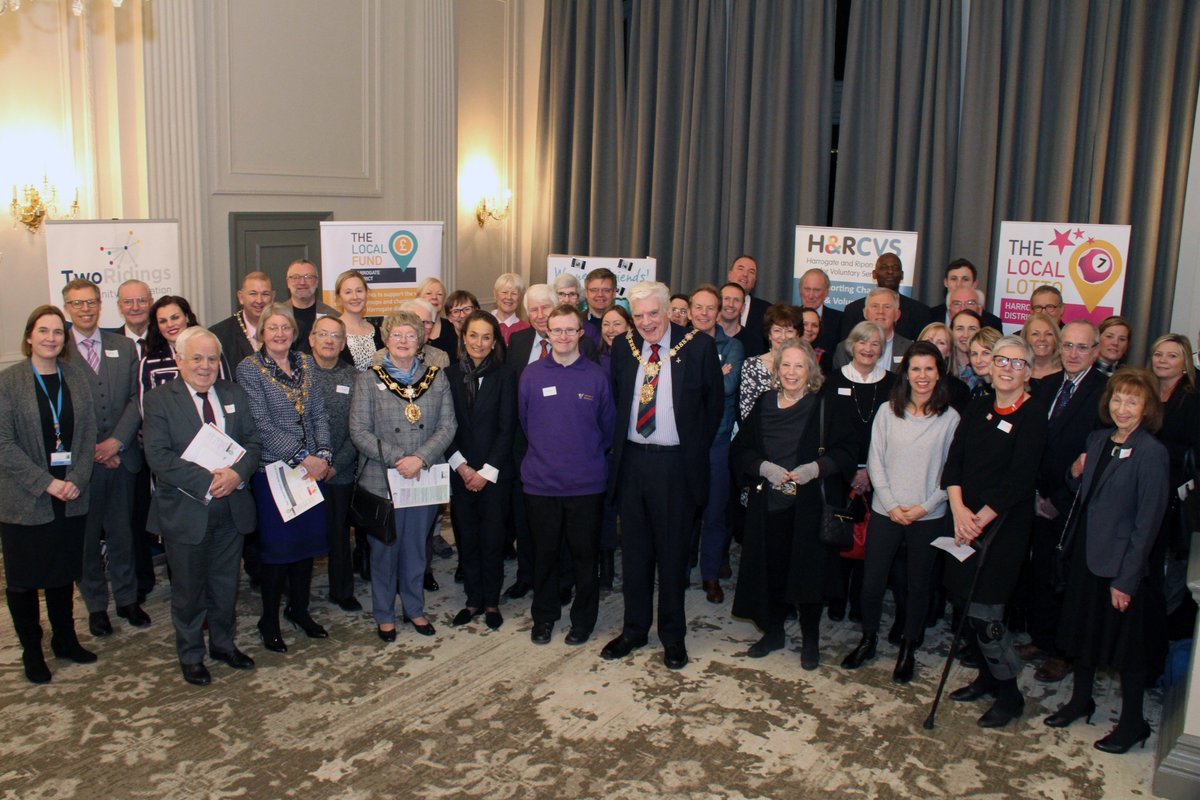 Thanks <a href="/harrogatebc/">Harrogate Borough Council</a> for fab photo 📸of our lovely guests celebrating our first year. We're all looking forward to achieving more together in 2019 &amp; beyond for people in #Harrogate #Ripon #Knaresborough #Nidderdale #Masham #Boroughbridge  Please help us to #growlocalgiving 🧡💚💙