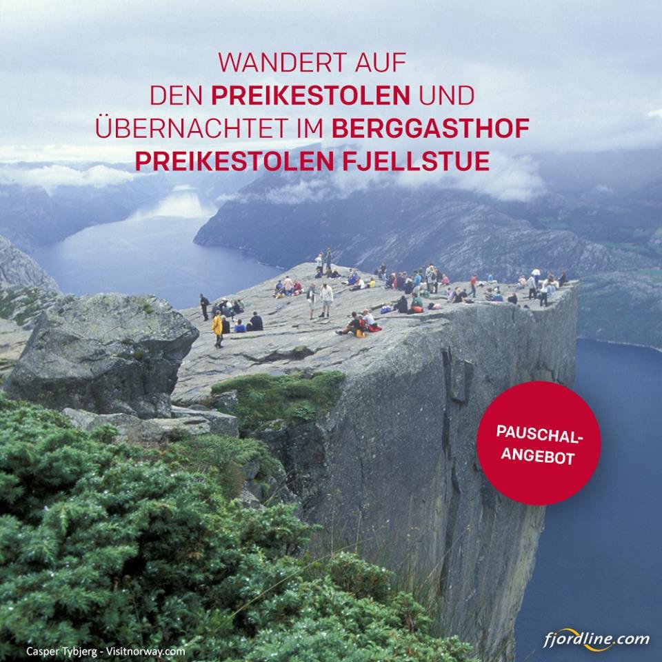 Wandern auf dem weltbekannten Preikestolen! Fjord Line bringt Euch zu der berühmten Felsplattform. 🇳🇴
Anschließend übernachtet Ihr in dem bezaubernden Berggasthof Preikestolen fjellstue. Bucht hier Eure Reise: fjordline.com/de/pauschalang…