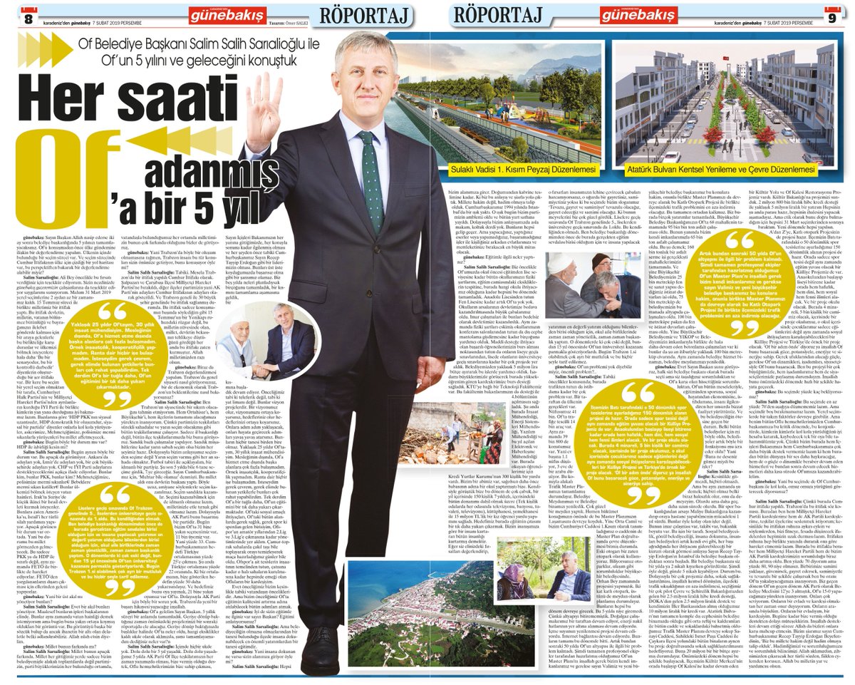 "HER SAATİ OF'A ADANMIŞ BİR 5 YIL"
Of Belediye Başkanımız Sayın Salim Salih Sarıalioğlu’nun Günebakış Gazetesi İmtiyaz Sahibi Ali Öztürk'e vermiş olduğu röportaj... 🗞 📰 @ssarialioglu61