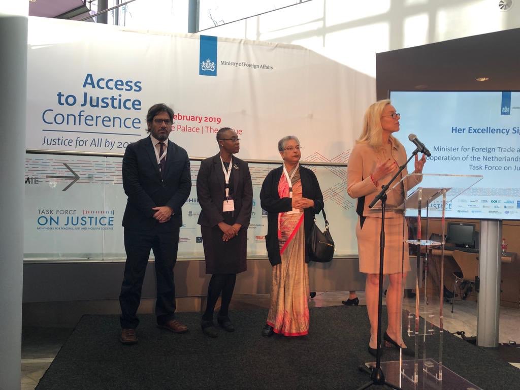 “We mean business... Peace and justice for all,” says H.E.  Sigrid Kaag, as the Co-Chairs of the Task Force on Justice report back from the Ministerial meeting of the Justice Partners Forum. #JusticeHague19 #SDG16Plus #JusticeForAll #SierraLeone