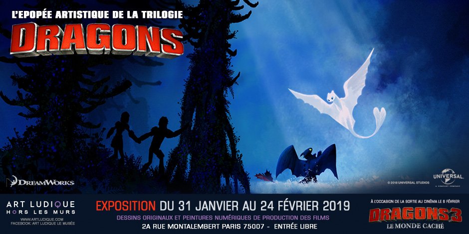 HttydFr's tweet image. Tout sur l'exposition L’Epopée artistique de la Trilogie Dragons à @ArtLudique , jusqu'au 24 février 2019. #Dragons3 #HowToTrainYourDragon3 #Dragons #HowToTrainYourDragon 
⏩artludique.com/dragons.html