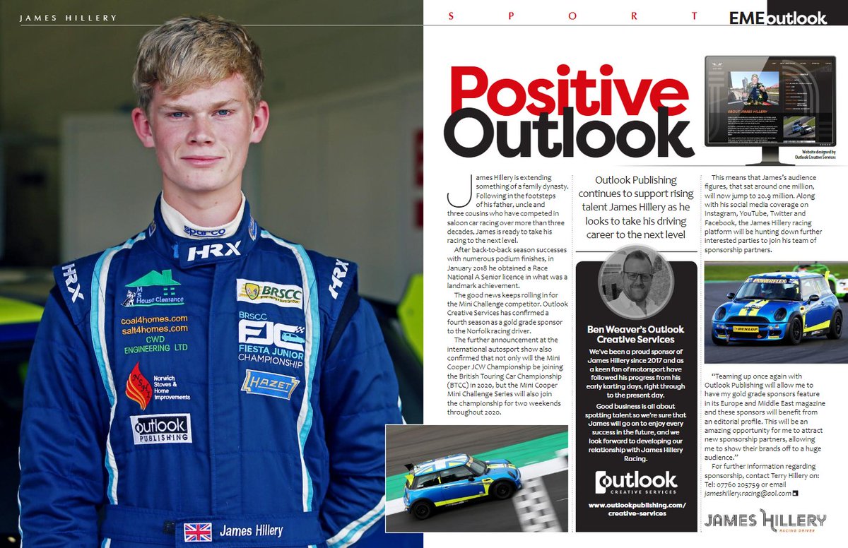 Here at Outlook Publishing we've been supporting local upcoming racing driver James Hillery! Its a venture that has truly been a great pleasure as he continues to take his career to the next level. emeoutlookmag.com/magazine/europ…