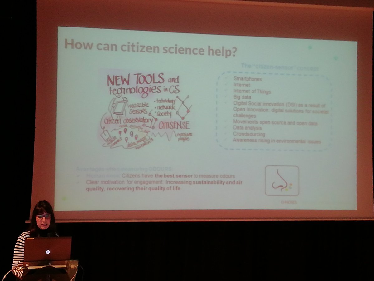 CCiutadana's tweet photo. Ara a #CiutatiCiència #CityplusCitizenScience @RosaAriasAlv explica la app @Odourcollect i el projecte @dNOSES_EU #projecteOficina i com la ciutadania pot col·laborar en la detecció dels olors i ser part del projecte a diferents nivells #Barcelona és un case study https://t.co/QcTHoypBj3