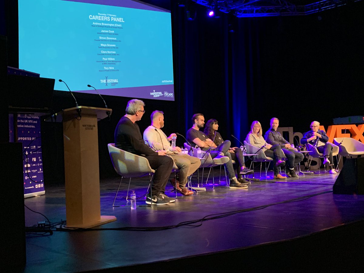 Day 2’s panel. Careers advice for budding VFX artists. Top tips from @AccessVfx <a href="/MillTalent/">Elke Barbara</a> <a href="/MilkVFX/">Milk-VFX</a> @MPCAdvTalent <a href="/unionvfx/">Union Visual Effects</a> <a href="/Escape_Studios/">Escape Studios</a> <a href="/dnegcareers/">DNEG CAREERS</a> #VFXFeatival #EmergingTalent