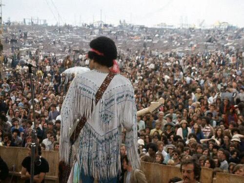 Jimi Hendrix at Woodstock, 1969.