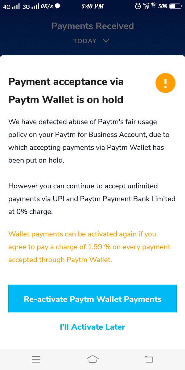 ChangediyaEnt's tweet image. @Paytm @Paytmcare @PaytmBank 

#fraud #Paytm 

Charging 1.99% on acceptance of payment by paytm.

Better to use Swipe machine than paytm.