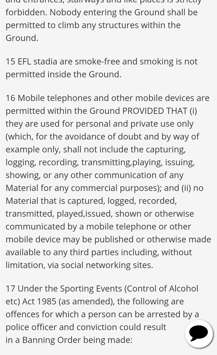 MutleyyWBA's tweet photo. @joebell45 @MattFiasco @mattwilson_star Current rules for entering EFL stadiums. I would assume these or very similar laws apply to the Premier League also. This is why those YouTube football vlogs rarely, if ever include actually footage of the field.

We must have obtained broadcasting rights for this one game only. https://t.co/MviOtpbeWb