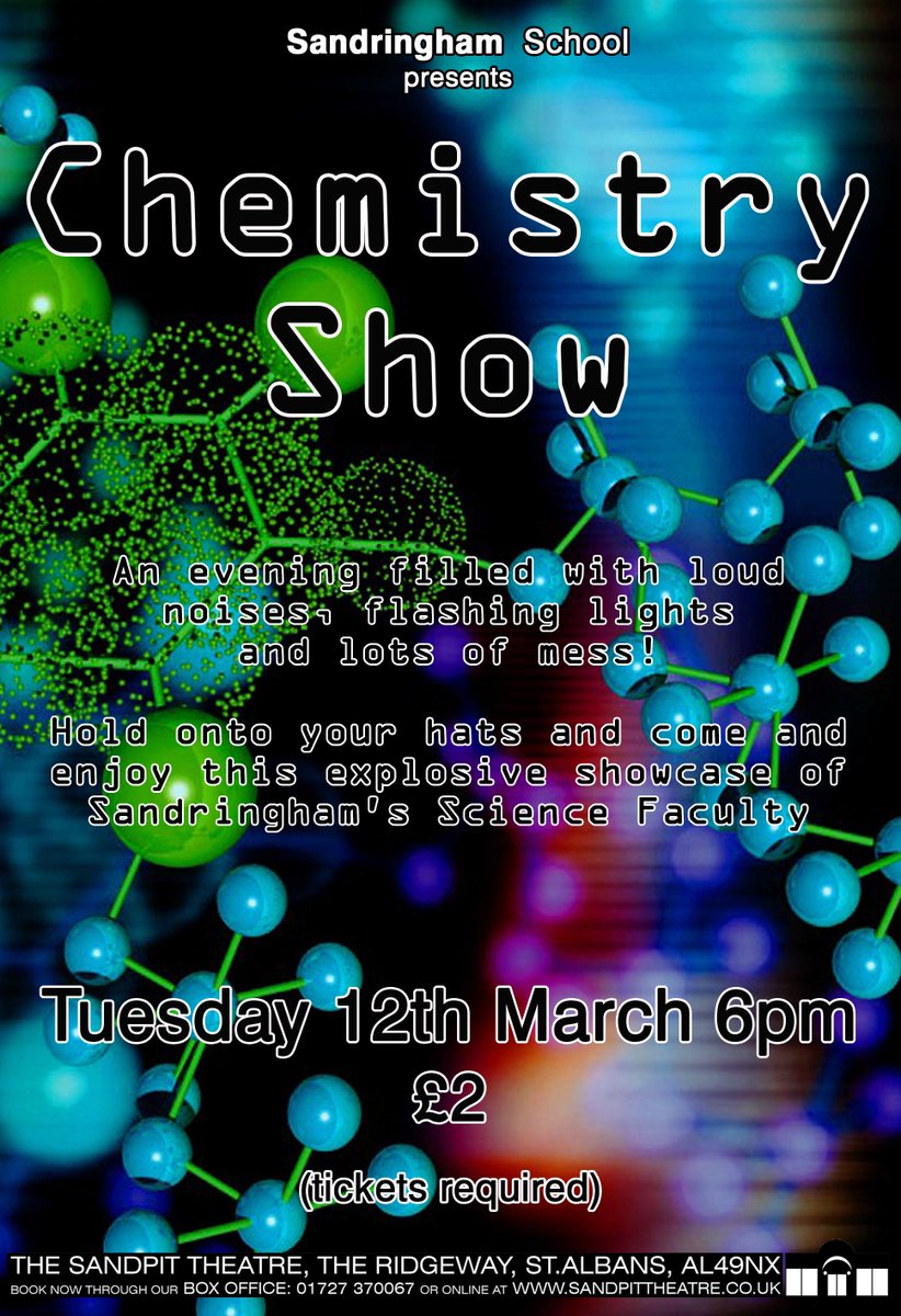 Get your tickets from <a href="/SandPitTheatre/">The SandPit Theatre</a> for the Fantastic Chemistry Show. Tuesday 12th March. #BSW2019