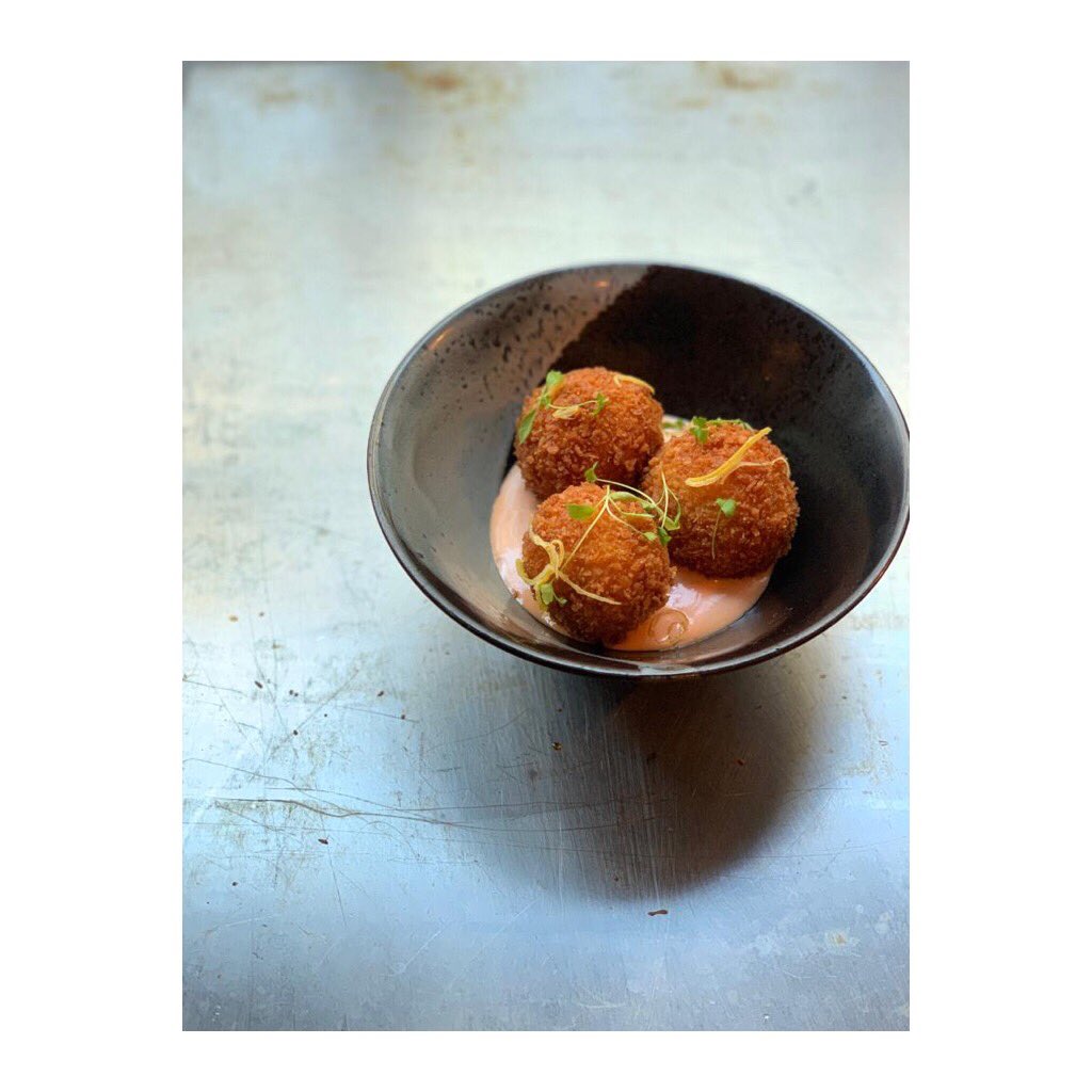 SMOKED • HADDOCK • CROQUETTES
aka; deep fried fish pie with cocktail sauce 🐟 
Available on the February snack menu - hands down one of our favourites on the menu!
.
#mgpldn #heddonstreet #centrallondonrestaurant #deepfriedfishpie #februarymenu #newmonthnewmenu
