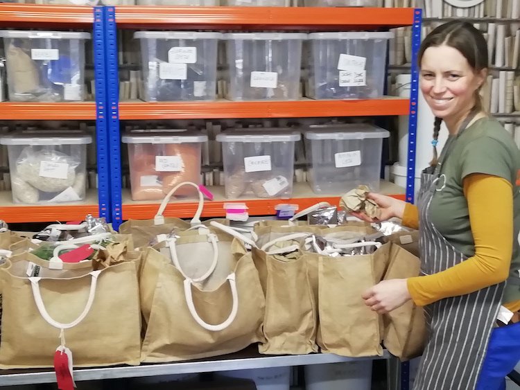 Hub Assistant Polly is getting this week's Real Economy order ready to go out!  #ethicalfood  #localfood  #localeconomy