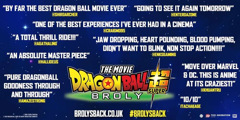 funimationUK's tweet photo. Select cinemas are still showing #DBSuperBroly - but not for long! 

Snap up the FINAL TICKETS at https://t.co/WDEwf9Tzpg 🔥

#BrolysBack https://t.co/pj1KwABqet