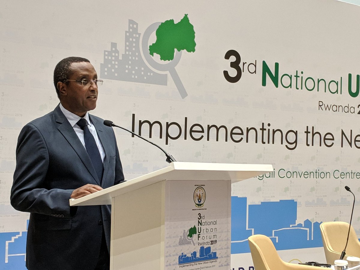 Happening now: Minister @Vbiruta joins the third National Urban Forum organised by @RwandaInfra and partners to deliver a Keynote Address. #GreenRwanda