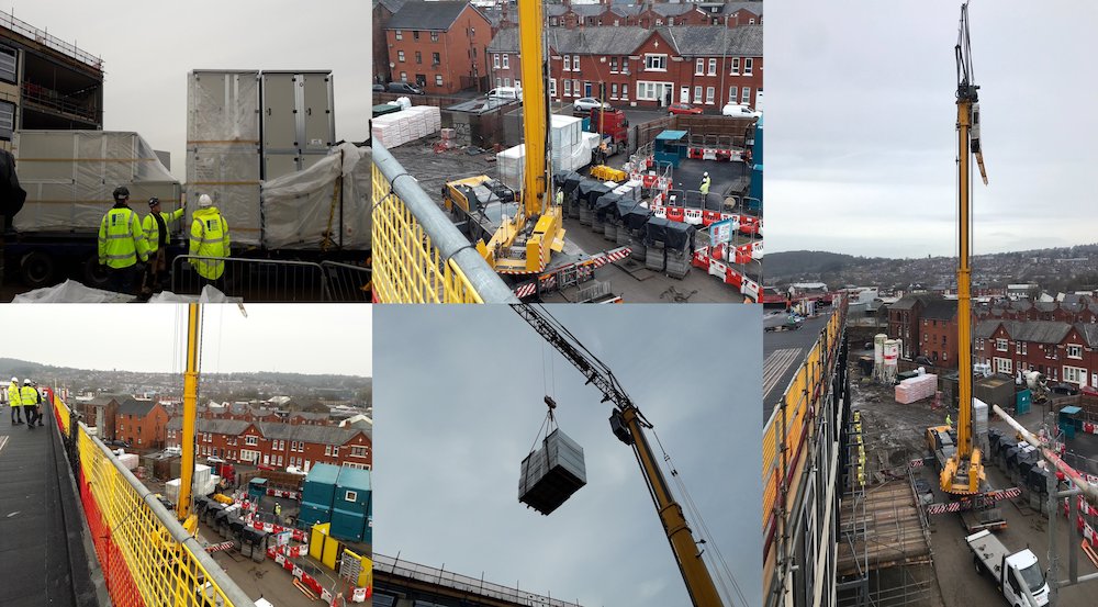 Fantastic to see the crane lift take place yesterday lifting AHU’s, fans, ductwork &amp; attenuators onto the roof at <a href="/tauheedulboys/">TIBHS</a>, where we're delivering a £12m new build scheme to create a state-of-the-art #education facility.