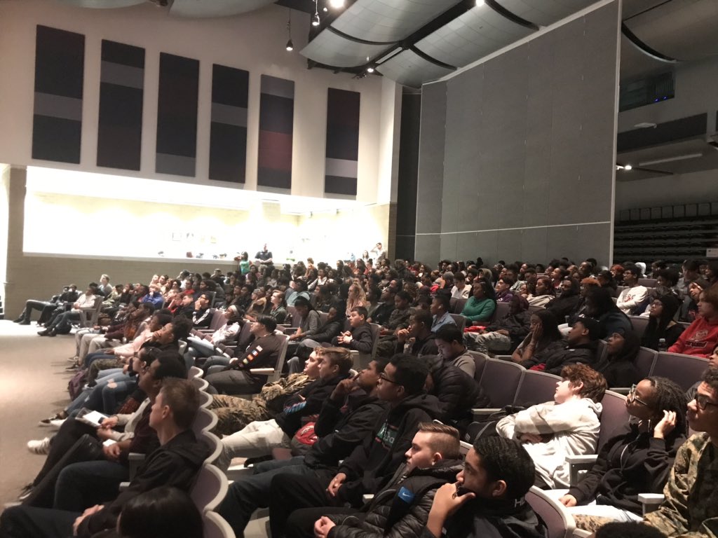 Prin_Thenstead's tweet photo. @StCharlesHS @CCPS @CTECharles The CCPS CTE presentation is now underway! What path will you choose Spartans? #ReadyforRealWorld #Nextlevelpreparation #SpartanPride https://t.co/L6e4Y3xQKW