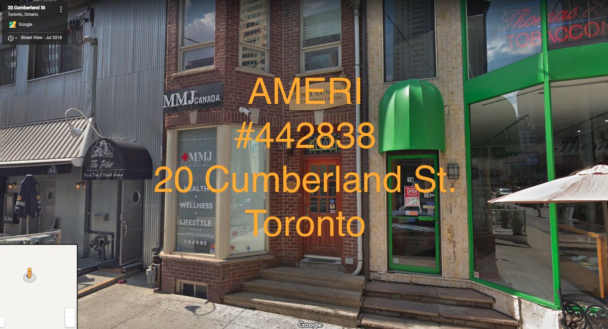 Toronto cannabis retail application (1/5): 
Ameri @ 20 CUMBERLAND ST. 
✅ great loc'n in upscale Yorkville shopping district
✅ very high foot traffic
✅ tourist shopping destination (UGC 🔑)
#ONretail #AGCOapps