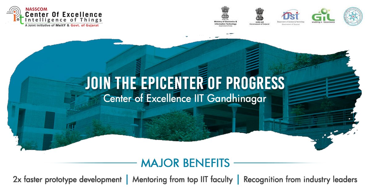 nasscomCoEIoT's tweet photo. We’re proud to announce our third new Center of Excellence at #IIT #Gandhinagar. Join us to develop your ideas at zero equity and nominal rental. This is your place to shine.
#AI #CoE #IoT #Innovation #Techinvasion #Technology #Incubate https://t.co/YBuHRbAPPP
