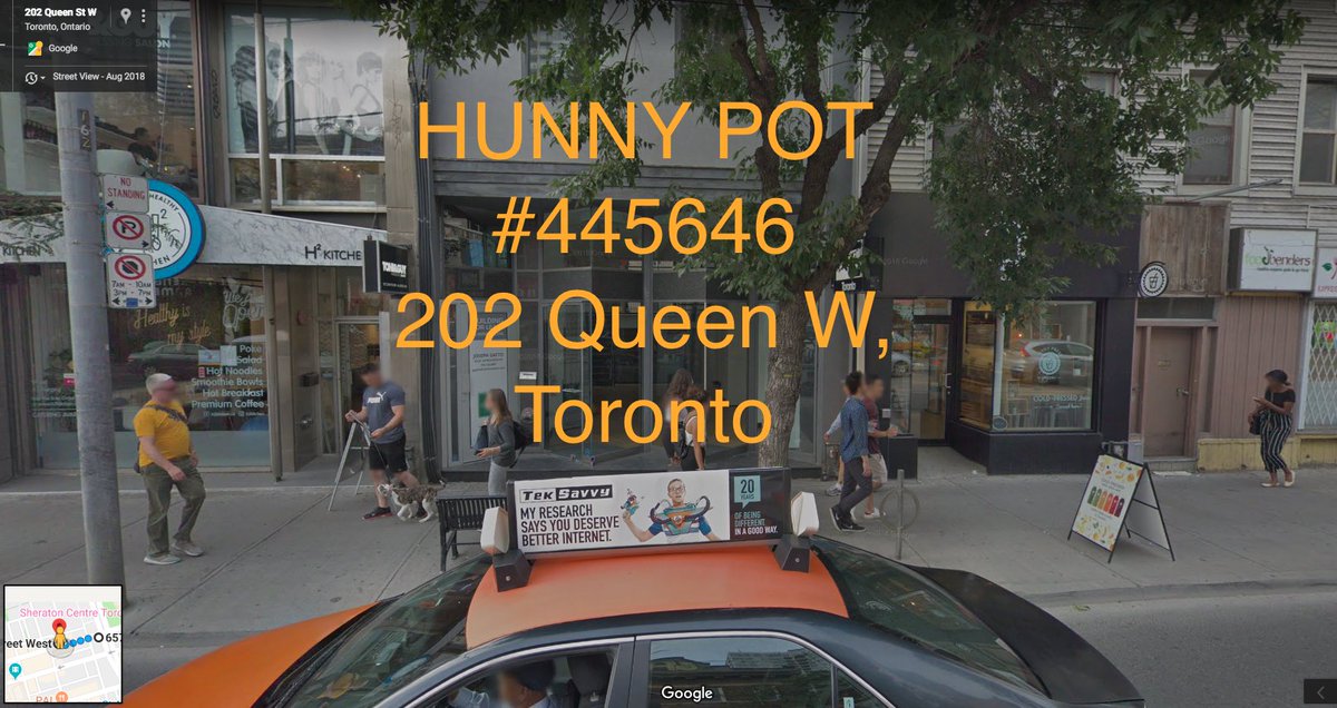 Toronto cannabis retail application (2/5): 
Honey Pot @ 202 QUEEN ST W
✅ good loc'n on Queen W shopping strip (near to University Ave.)
✅ <200m from Osgoode subway station
✅ very high foot traffic
✅ tourist shopping destination
#ONretail #AGCOapps
