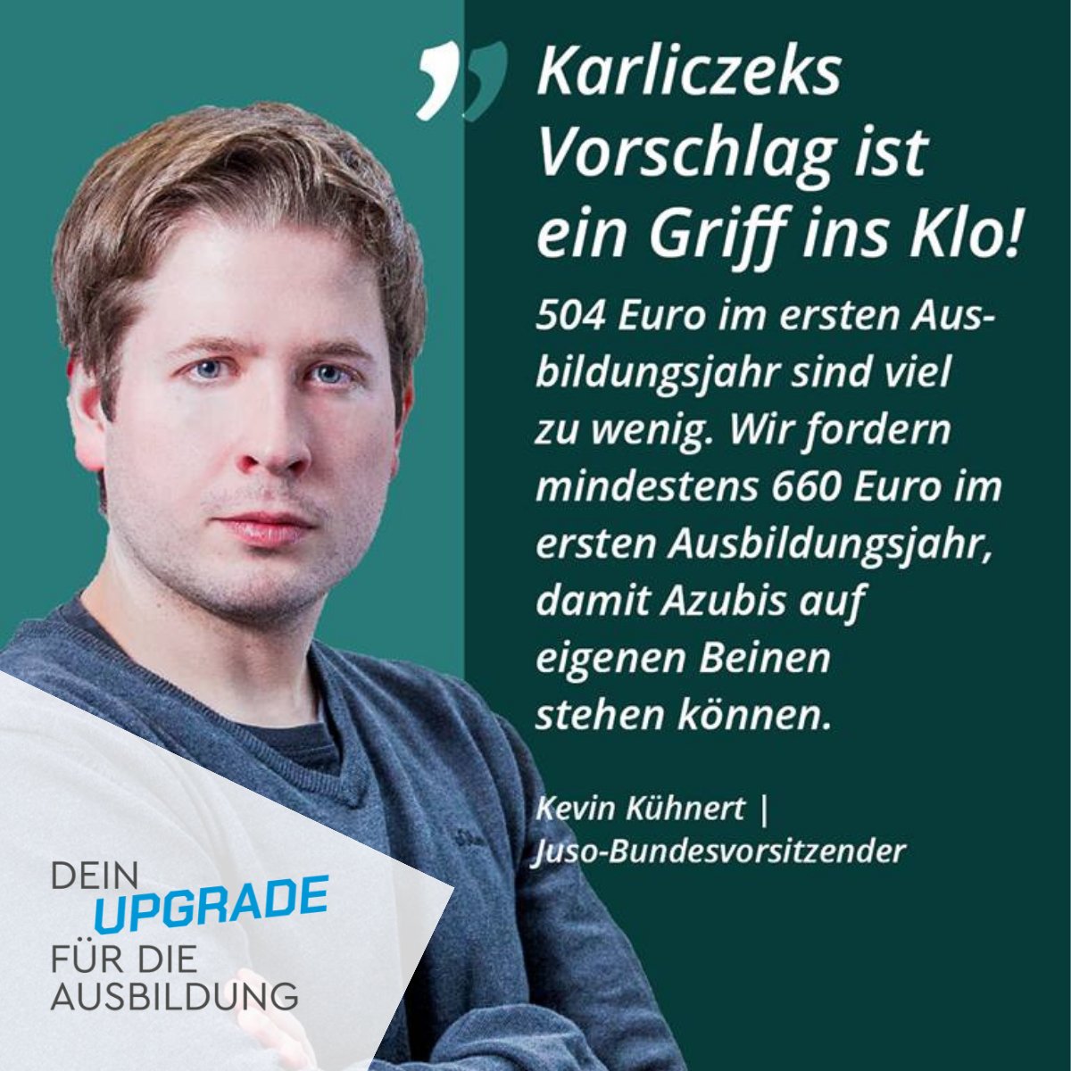Azubis haben Besseres verdient! 504 Euro sind nicht genug Frau <a href="/AnjaKarliczek/">Anja Karliczek 🇺🇦🇮🇱</a> ! 🤯💸Wer kann heute von so wenig Geld leben? Statt die Auszubildenden bluten zu lassen, fordern wir eine echte #Mindestausbildungsvergütung von 80% der Ø tariflichen Vergütung!
<a href="/jusos/">Jusos in der SPD</a> #MiAV