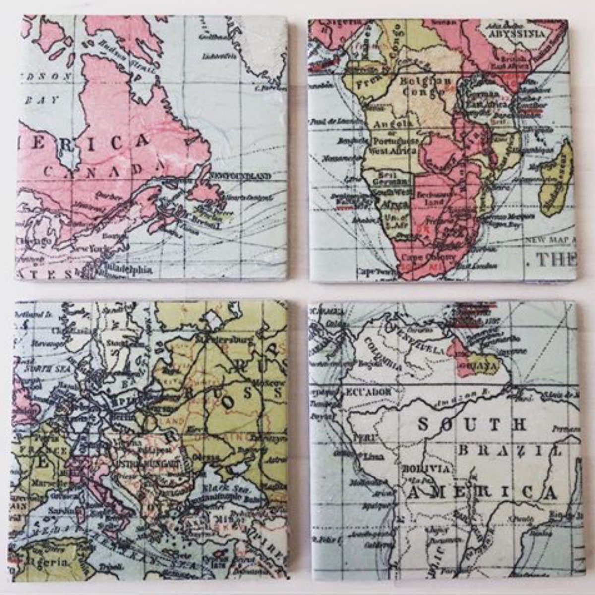 Planning somewhere warm to fly off to this summer? Get ahead & dream in real time with these map coasters. Cheers! woodstockdesignuk.co.uk

#woodstockdesignuk #holiday #summerholiday #coasters #drinkscoasters #handmade #upcycling #reloved #furnituredesign #herts #upcycledhour