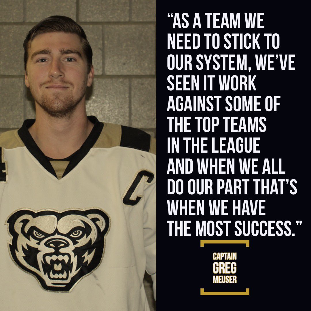oaklandhockey's tweet image. Thoughts from captain Greg Meuser #WEARtheBEAR #CawlidgeHawkey