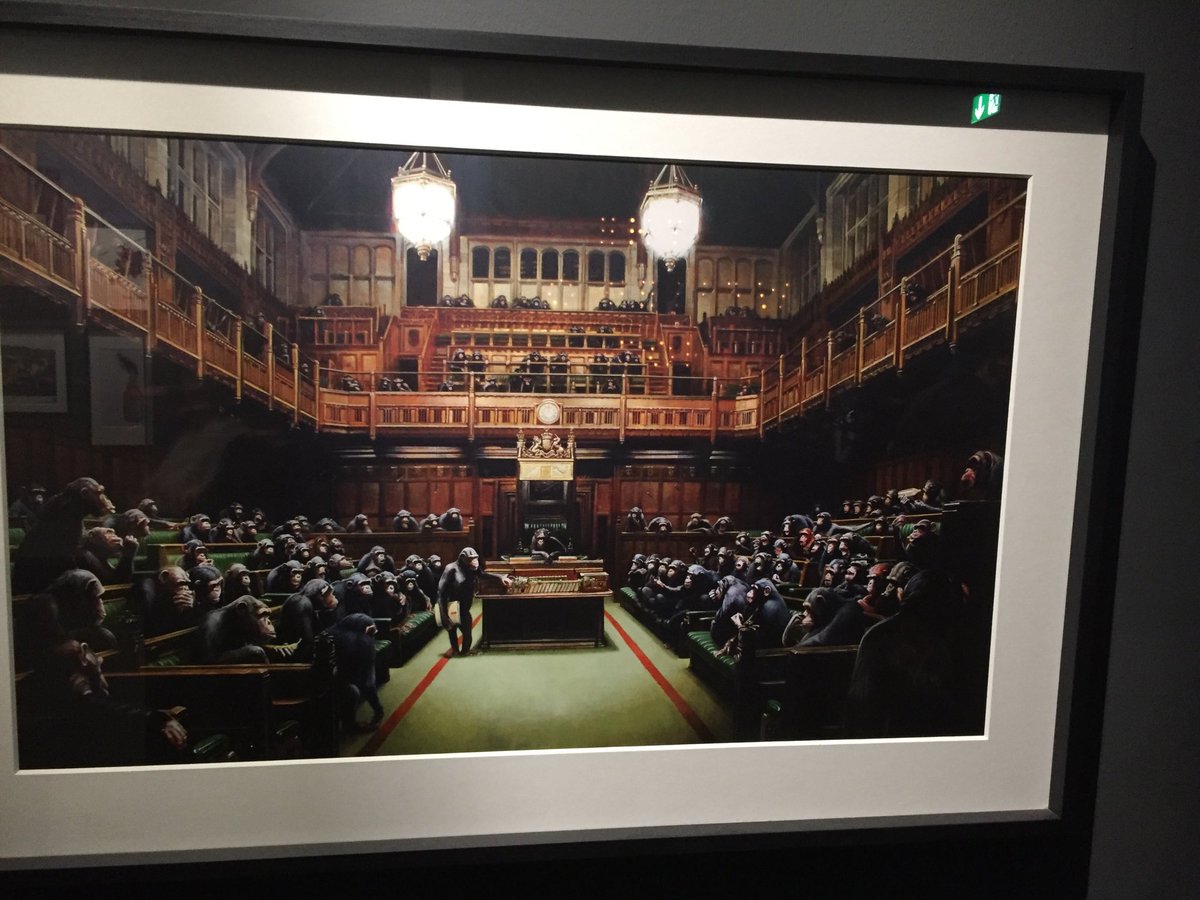 ⁦<a href="/jimnotleo/">Jim Gray</a>⁩   Spotted this at the Banksy exhibition in Milan today..Does it remind you of anything?