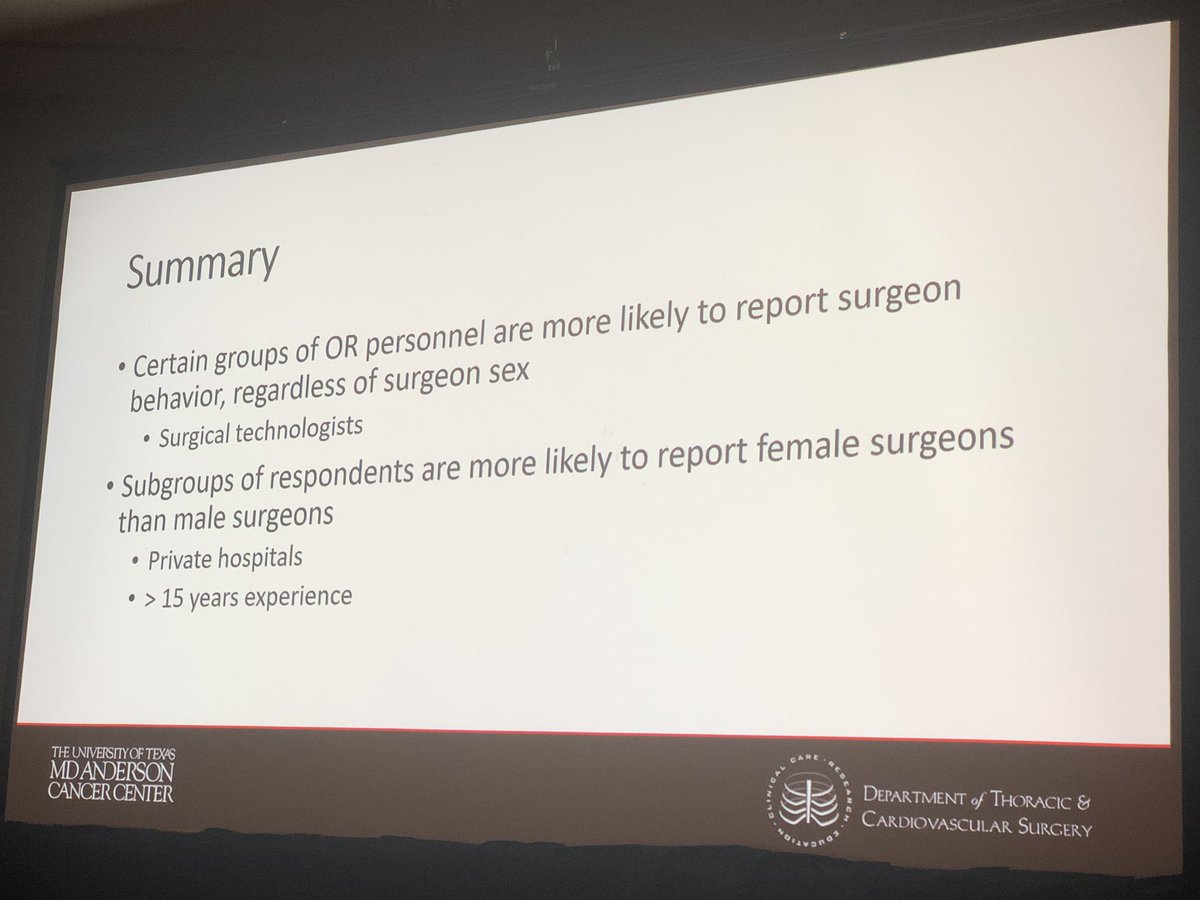 Mara Antonoff, MD, FACS (@maraantonoff) on Twitter photo Another terrific talk by @erinmcorsinimd at #ASC2019 discussing differential response to male and female surgeon behavior by OR personnel. Very proud of her work with us <a href="/MDAndersonNews/">MD Anderson Cancer Center</a>!
<a href="/WomenSurgeons/">WomenSurgeons</a> <a href="/WomenInThoracic/">WomenInThoracicSurg</a> <a href="/AcademicSurgery/">Assoc4AcademicSurgery</a> <a href="/UnivSurg/">Society of University Surgeons (SUS)</a> <a href="/AraVaporciyan/">Ara Vaporciyan</a> <a href="/JessicaLuc1/">Jessica G.Y. Luc, MD, LLM, FRCSC</a> Another terrific talk by @erinmcorsinimd at #ASC2019 discussing differential response to male and female surgeon behavior by OR personnel. Very proud of her work with us <a href="/MDAndersonNews/">MD Anderson Cancer Center</a>!
<a href="/WomenSurgeons/">WomenSurgeons</a> <a href="/WomenInThoracic/">WomenInThoracicSurg</a> <a href="/AcademicSurgery/">Assoc4AcademicSurgery</a> <a href="/UnivSurg/">Society of University Surgeons (SUS)</a> <a href="/AraVaporciyan/">Ara Vaporciyan</a> <a href="/JessicaLuc1/">Jessica G.Y. Luc, MD, LLM, FRCSC</a>