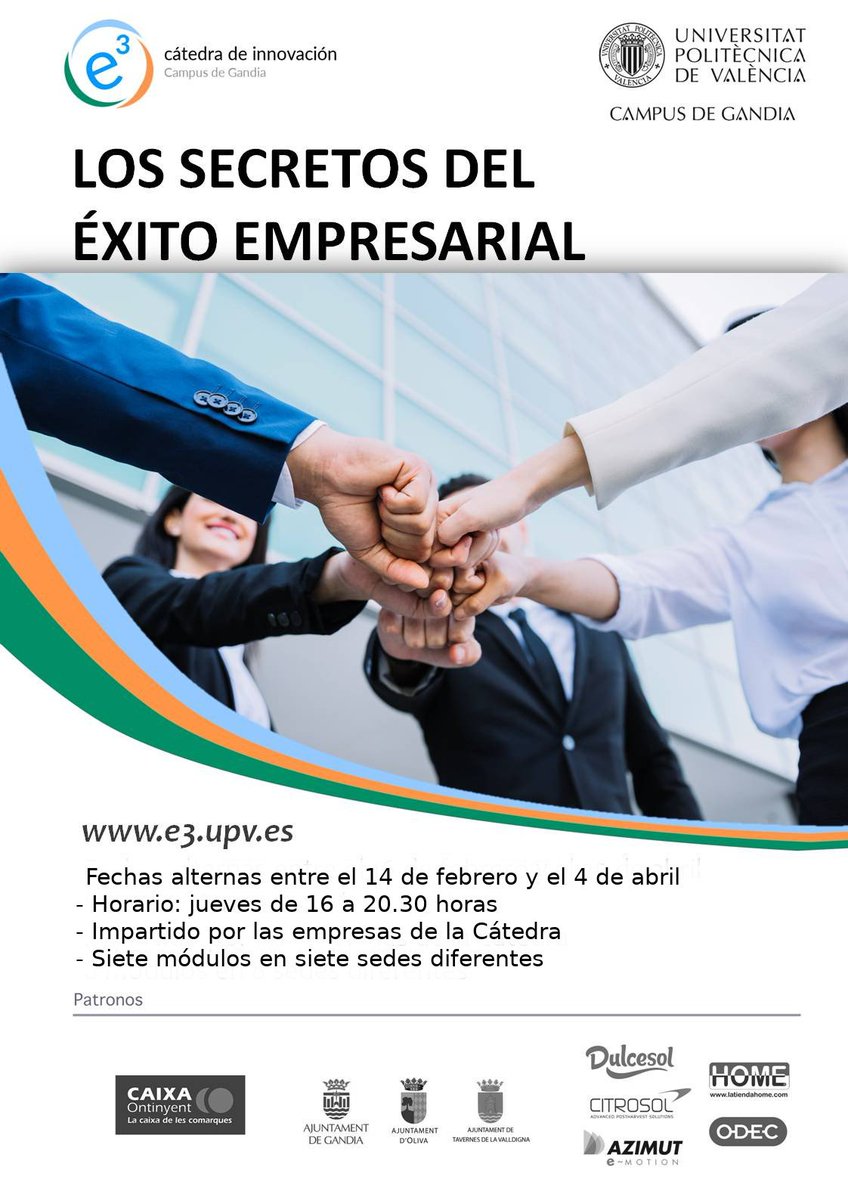 mmelilsa's tweet photo. 🔊🔊#Estudiantes #Graduados @UPV ¿Queréis descubrir #empresas, sus CEOs y sus equipos con los que podrás intercambiar opiniones y tomar nota de las recetas de su éxito? Incríbete a "LOS SECRETOS DEL ÉXITO EMPRESARIAL" y descúbrelo tú mismo https://t.co/ys3XRJxwqm  #networking https://t.co/zWwK2fpjp8