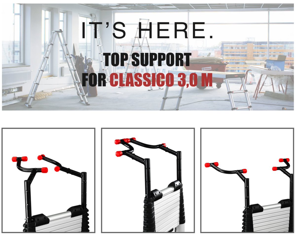 TelestepsO's tweet photo. You said it. We listened.
The popular Top Support by Telesteps is now available for Classico 3,0 M. Top Support turns your ladder into the transformer we know you always wanted.
Try it and see for yourself.
#telesteps #original #telescopic #ladders #innovation #quality #safety https://t.co/qzzn20HaMe