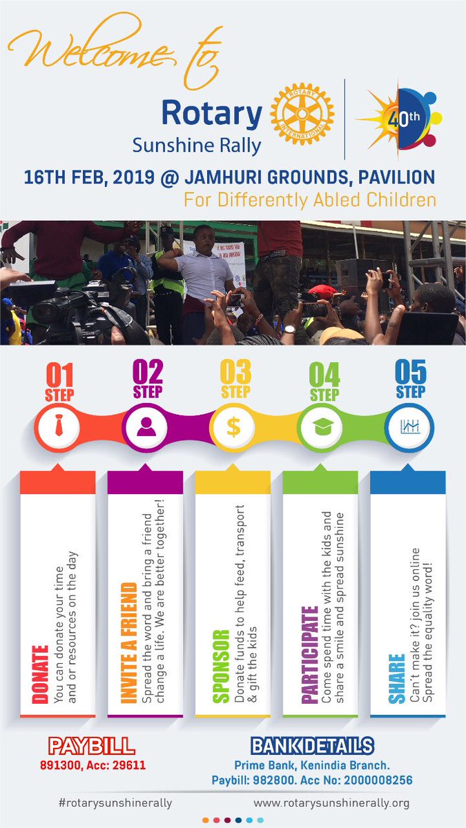 MoraaSylvia's tweet photo. 8 days to GO... have you participated? In ANY WAY ...??
If not just show up for The Chapati Festival on 15th at Jamuhuri with a rolling pin or on the day itself and help us feed the special children. #specialneeds #integration #andyspeaks4snp #difability #rotarysunshinerally https://t.co/O39OD3AmNI