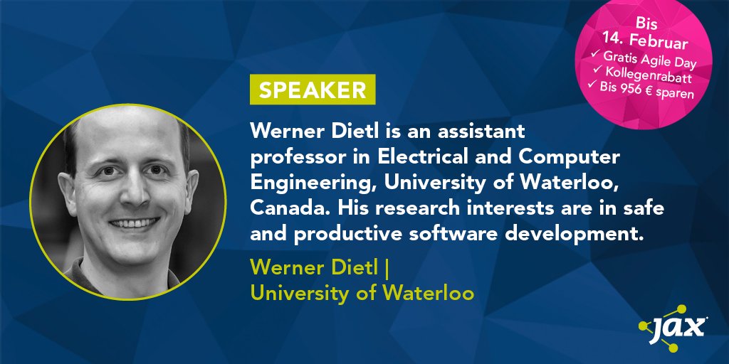 JAX (@jaxcon) on Twitter photo <a href="/wmdietl/">Werner M. Dietl</a> from the <a href="/UWaterloo/">University of Waterloo</a> will join the JAX with two sessions: "Preventing null pointer exceptions at compile time" and "Implement your own type system, today!". We are looking forward to see him soon in Mainz! More information here >> ow.ly/Op2L30nAcAw <a href="/wmdietl/">Werner M. Dietl</a> from the <a href="/UWaterloo/">University of Waterloo</a> will join the JAX with two sessions: "Preventing null pointer exceptions at compile time" and "Implement your own type system, today!". We are looking forward to see him soon in Mainz! More information here >> ow.ly/Op2L30nAcAw