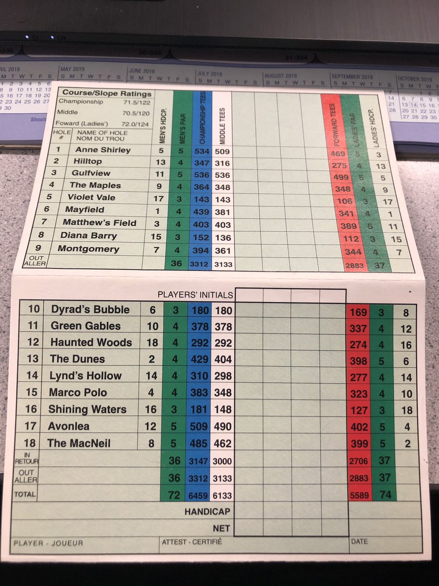 BenKing_20's tweet photo. Looked up an old scorecard of Green Gables today. Would love to bring back the history of the hole names! #1 is named after @tyorke1 hitting hybrid off the tee 😂. Can’t chirp to much though #scoringaverage @bamesjond700 @NspPeters https://t.co/6DTaygvFNA